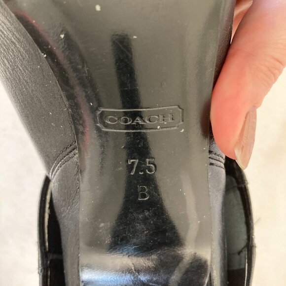 Coach black leather Gene ankle boots / booties, silver hardware, heels, buckles - Picture 7 of 9